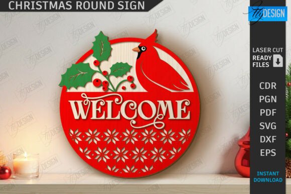 Download Christmas Round Sign Laser Cut | Winter - Christmas round sign laser cut Collection