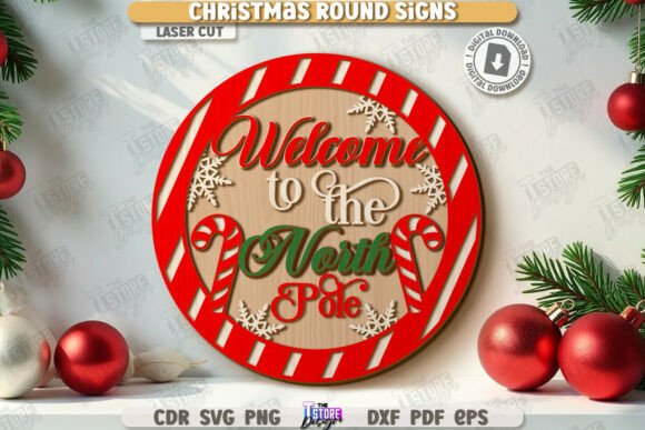 Download Christmas Round Sign Laser Cut | Winter - Christmas round sign laser cut Collection