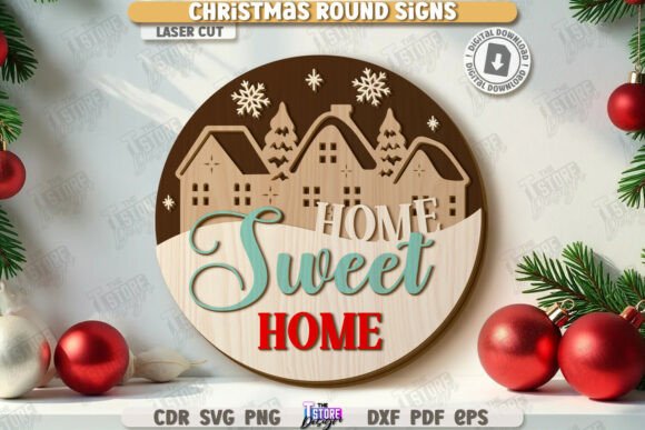 Download Christmas Round Sign Laser Cut | Winter - Premium Resources