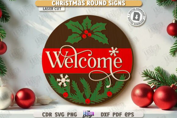 Download Christmas Round Sign Laser Cut | Winter - Christmas round sign laser cut Collection