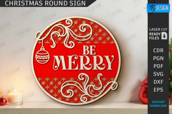 Download Christmas Round Sign Laser Cut | Winter - Christmas round sign laser cut Collection