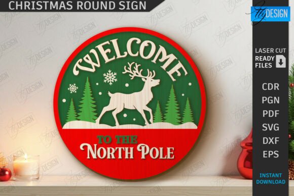 Download Christmas Round Sign Laser Cut | Winter - Christmas round sign laser cut Collection