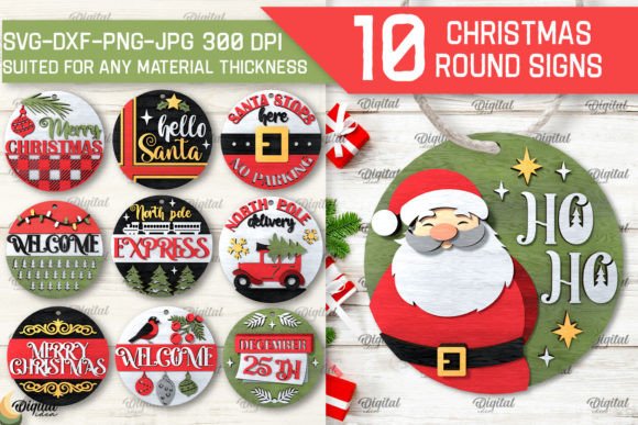 Download Christmas Round Sign Laser Cut Bundle - Christmas round sign laser cut Collection