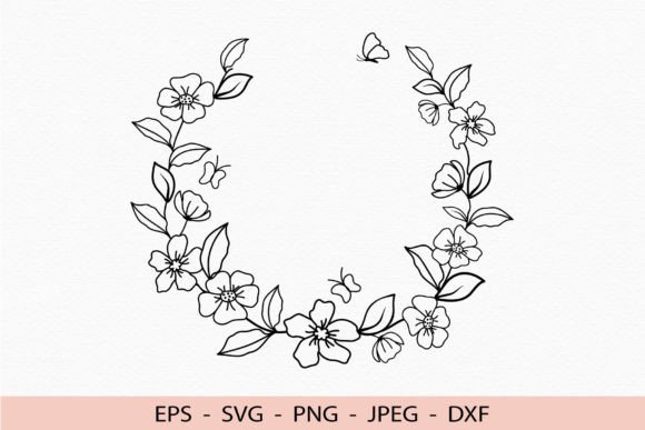 Download Floral Wreath Svg Flowers Butterfly Dxf - Wreath svg Collection