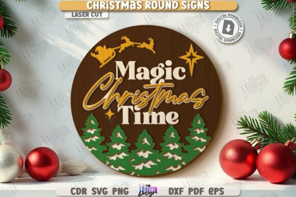 Download Christmas Round Sign Laser Cut | Winter - Christmas round sign laser cut Collection