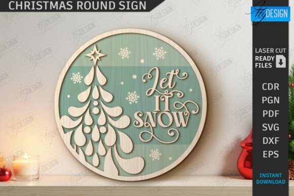 Download Christmas Round Sign Laser Cut | Winter - Christmas round sign laser cut Collection